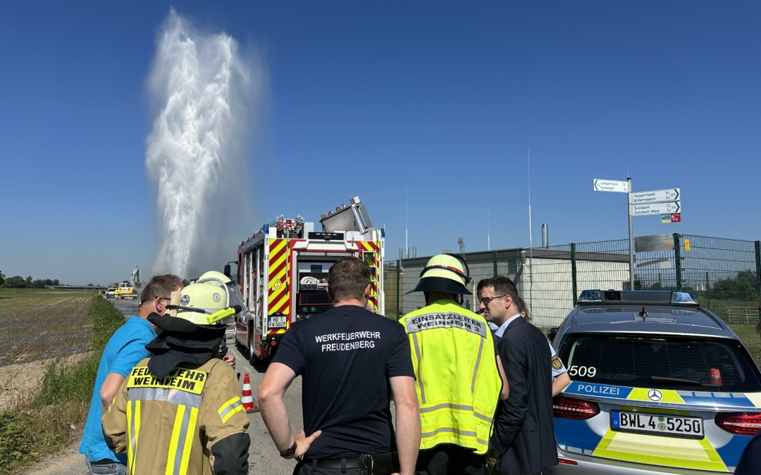 Spektakulärer Einsatz der Weinheimer Feuerwehr am Samstag