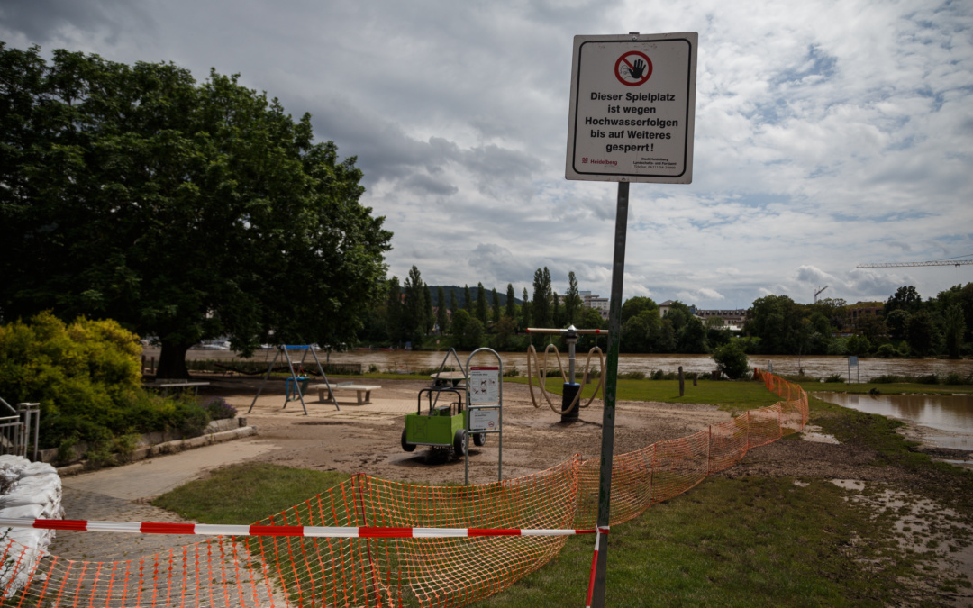 Nach dem Hochwasser: Aufräumarbeiten in Wieblingen und auf der Neckarwiese laufen